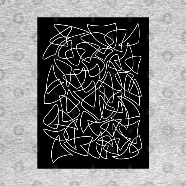 Abstract Overlapping Shapes, Drawing, White on Black by Velvet Earth